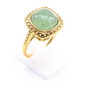 Green Aventurine Stainless Steel Signet Ring