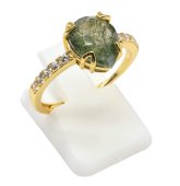 925 Sterling Silver Moss Agate Drop Ring
