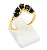 925 Sterling Silver Onyx Tiara Ring