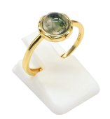 925 Sterling Silver Ring with Round Moss Agate