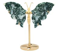 Moss agate butterfly on a 14cm base