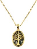925 Sterling Silver Moss Agate &amp; Tree of Life Necklace
