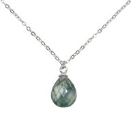 925 Sterling Silver Moss Agate Drop Necklace