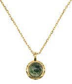925 Sterling Silver Round Moss Agate Necklace