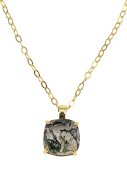925 Sterling Silver Square Moss Agate Necklace