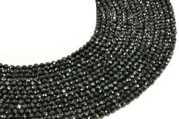4mm black spinel faceted beads on a 40cm thread