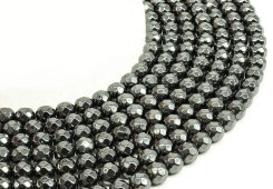 8mm faceted hematite beads on a 40cm strand