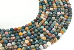 Faceted Ocean Jasper beads 6mm on 40cm thread