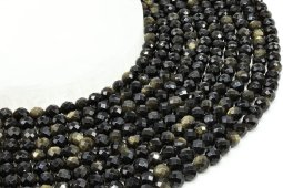 6mm faceted golden obsidian beads on a 40cm strand