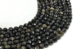 8mm faceted golden obsidian beads on a 40cm strand