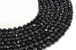 8mm black onyx faceted beads on a 40cm strand