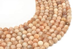 Faceted Sunstone Beads 8mm on 40cm Thread
