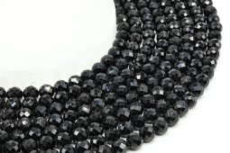 8mm faceted black tourmaline beads on a 40cm strand
