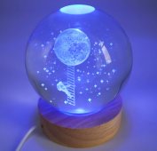 USB Night Light, Glass, Lunar Escape, Multicolor, 9cm