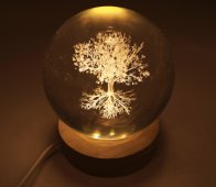USB Night Light Glass Tree of Life 9cm