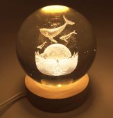 USB Night Light Glass Whales 9cm